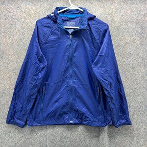 LL Bean Jacket Women Medium Blue Trail Rain Coat Windbreaker Full Zip Hoodie